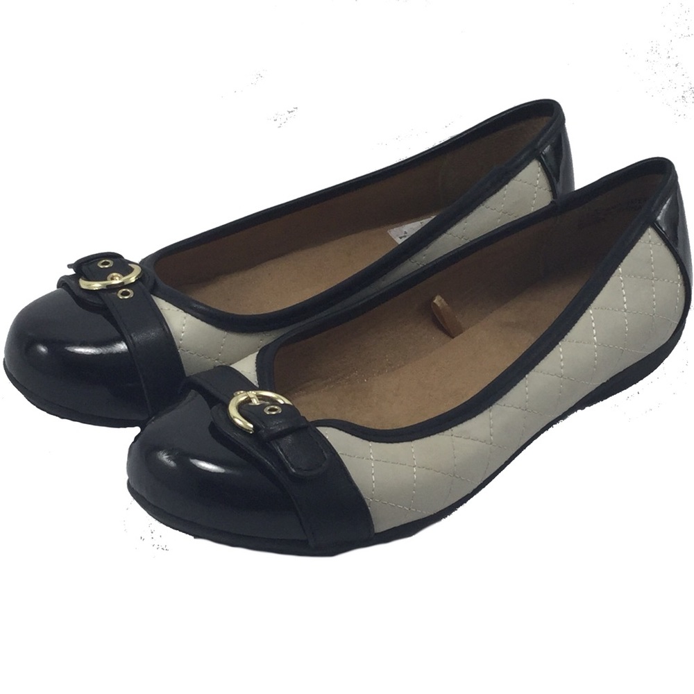 Cream and Black Flats